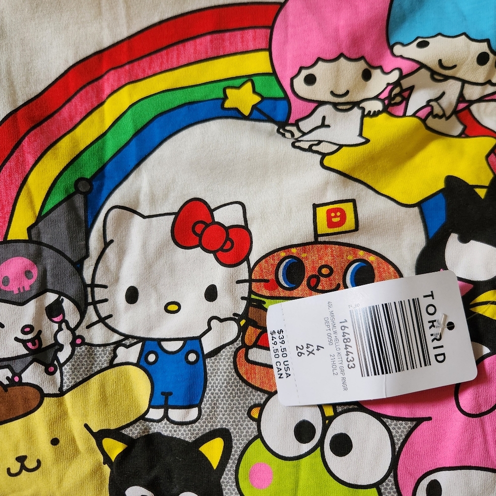 NWT Torrid Sanrio Hello Kitty & Friends Ringer Tee, sz 4 - Picture 4 of 7